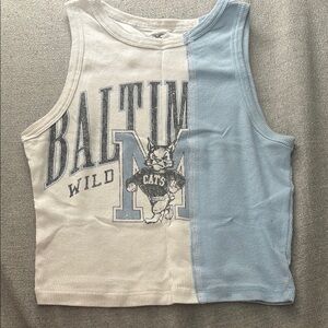 Hollister White and Blue Color-Block Tank Top